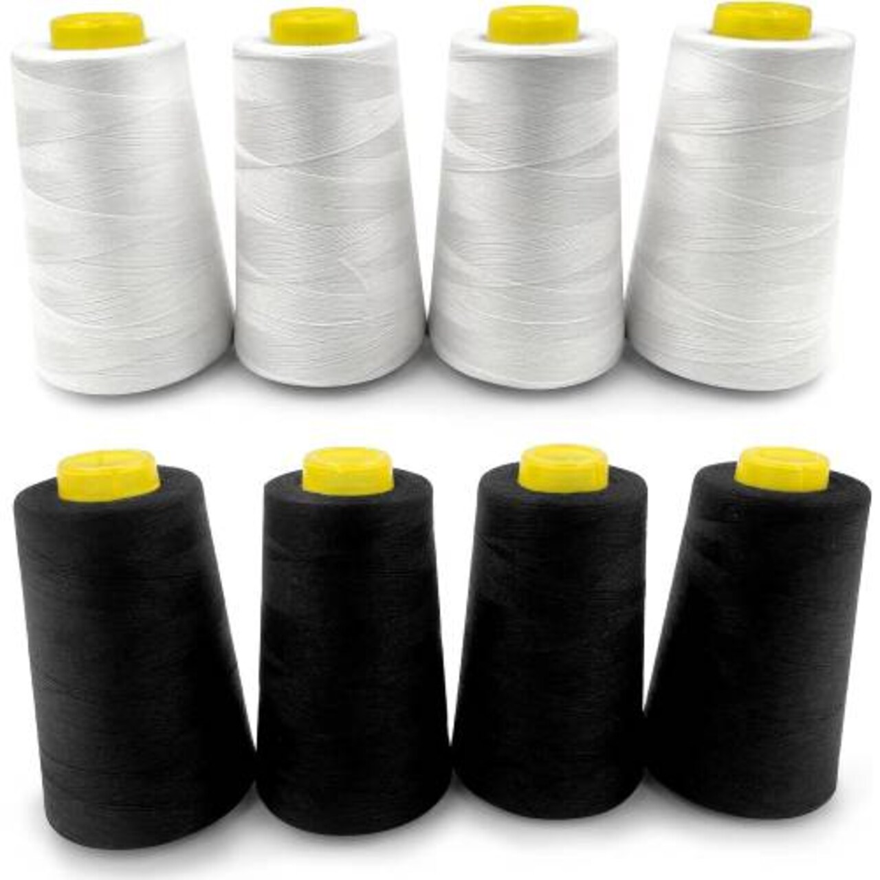 4 Pack of 6000 Yard Black white Spools Sewing Thread All Purpose Strong and Reliable